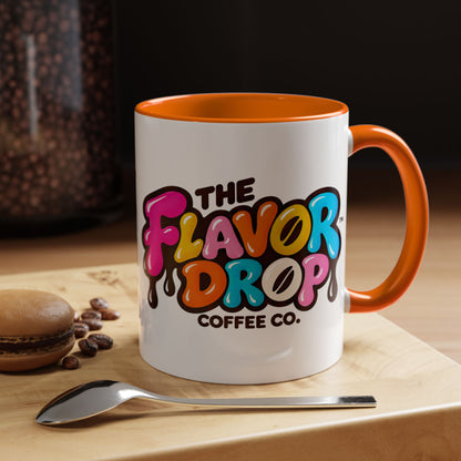 Accent Coffee Mug — Colorful "The Flavor Drop" Logo Coffee Mug (11/15oz)