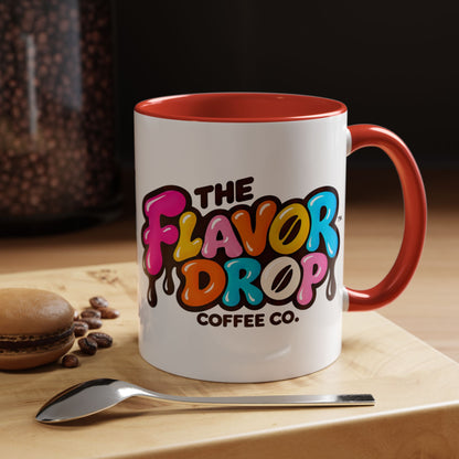 Accent Coffee Mug — Colorful "The Flavor Drop" Logo Coffee Mug (11/15oz)
